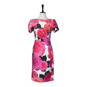 Karl Lagerfeld New Dress Sheath Short Sleeve Scuba Pink Floral Women’s Size 6